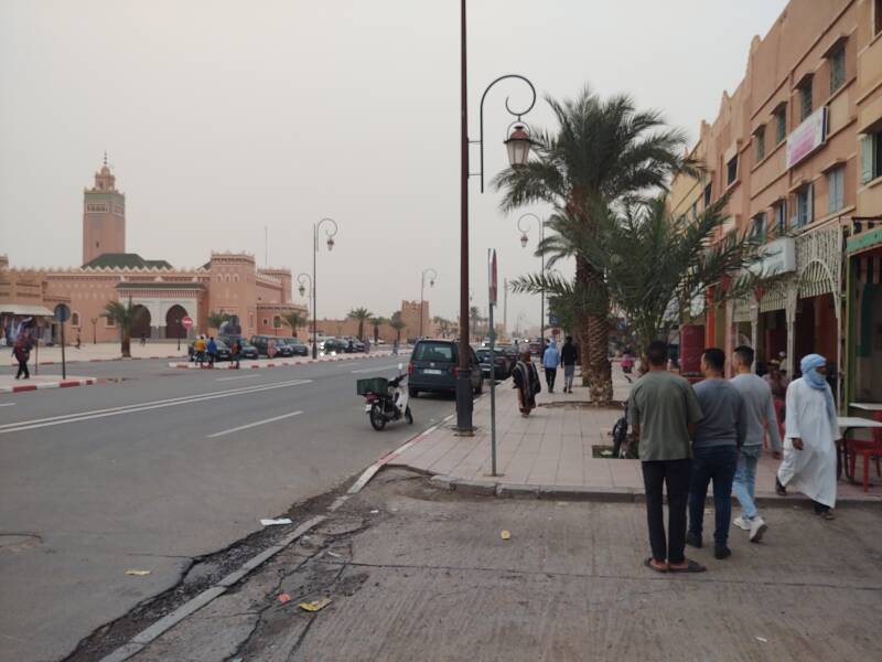 Dust storm along the main road through Zagora, Morocco.