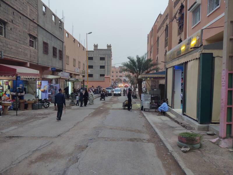 Dust storm on a side street in Zagora, Morocco.