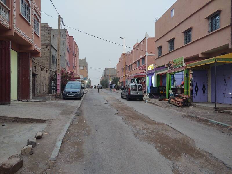 Dust storm on a side street in Zagora, Morocco.