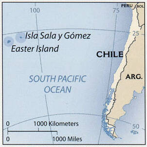 Small portion of a map showing Easter Island and Chile.