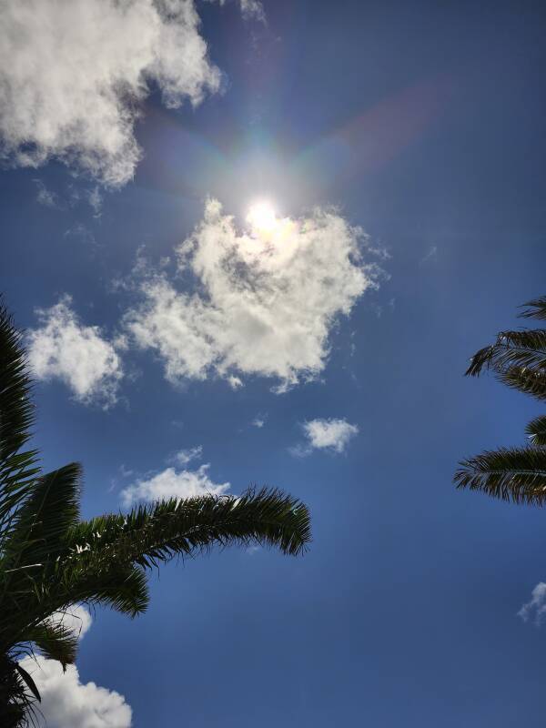 Partial phase of annular solar eclipse seen in Hanga Roa, Rapa Nui.