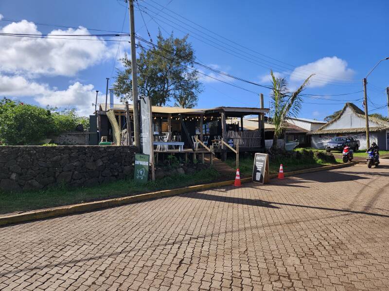 Nená's Cafe with a nice view across the road and the park to the ocean.