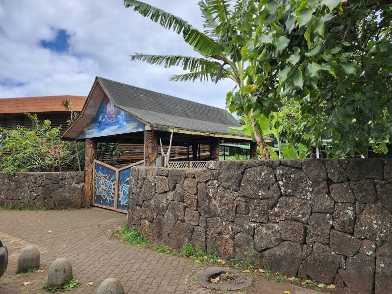 Walking down Te Pito o Te Henua from the Roman Catholic Church to the fishing port.