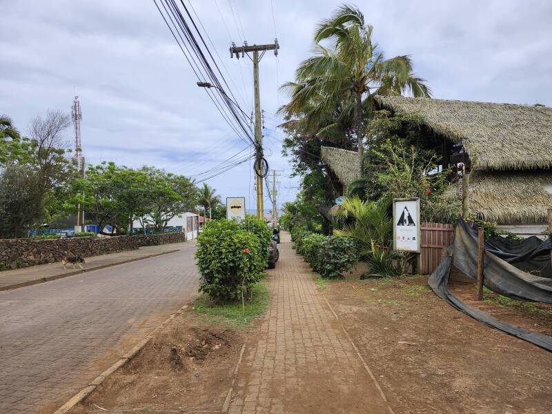 Walking down Te Pito o Te Henua from the Roman Catholic Church to the fishing port.