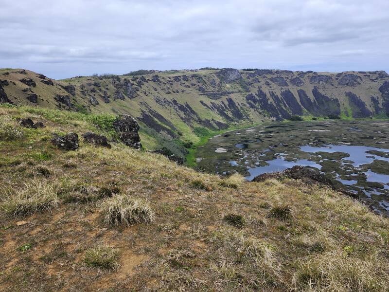 Rano Kau caldera, view to left.