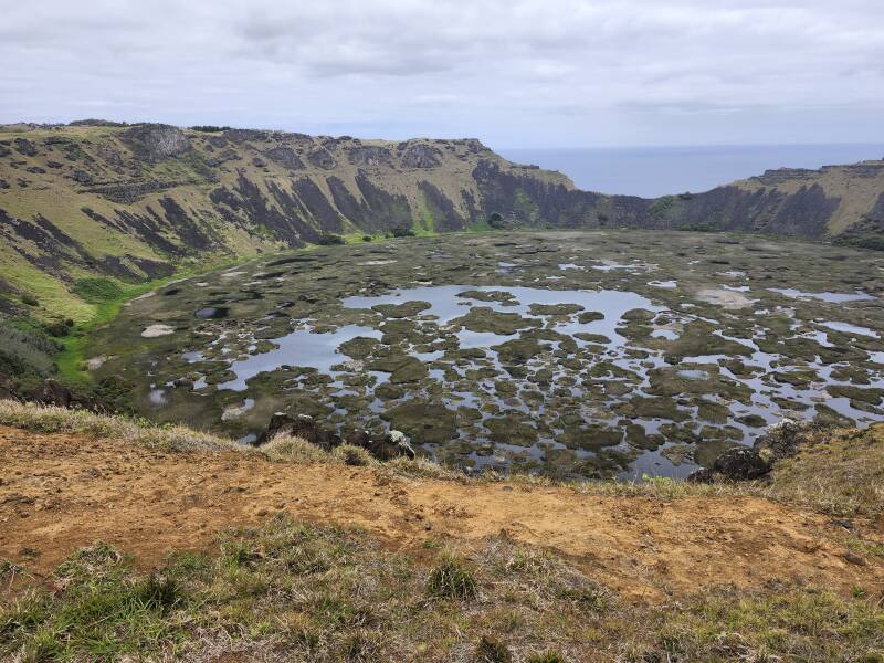 Rano Kau caldera, view to center.