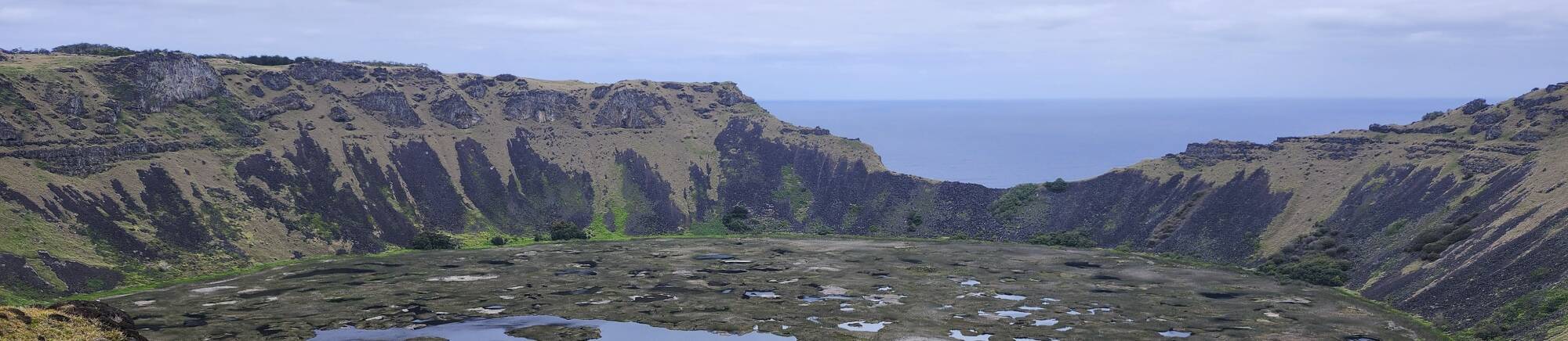 Caldera of Rano Kau on Rapa Nui.