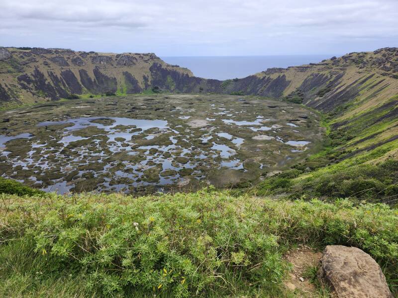 Rano Kau caldera, view to center.