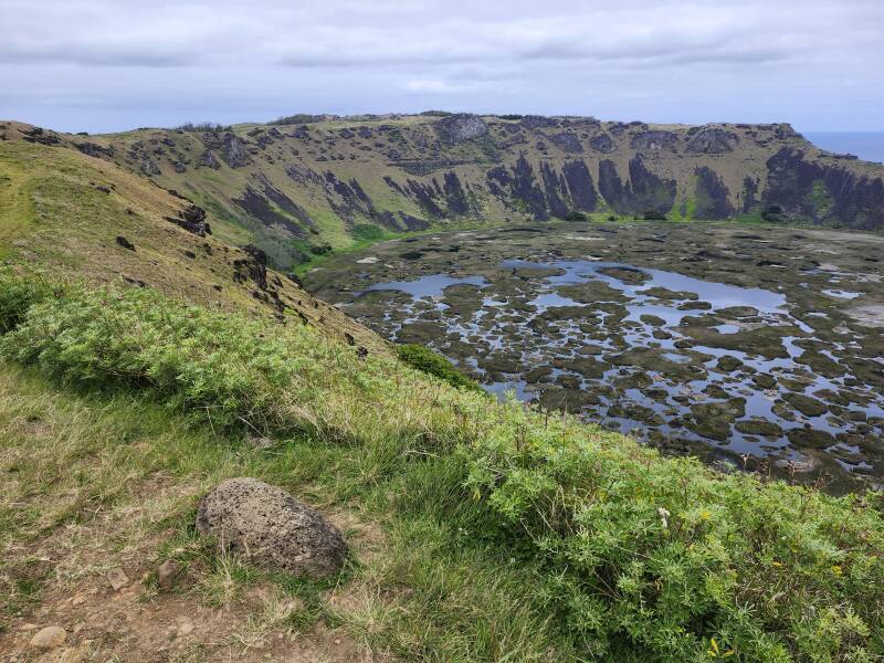 Rano Kau caldera, view to left.