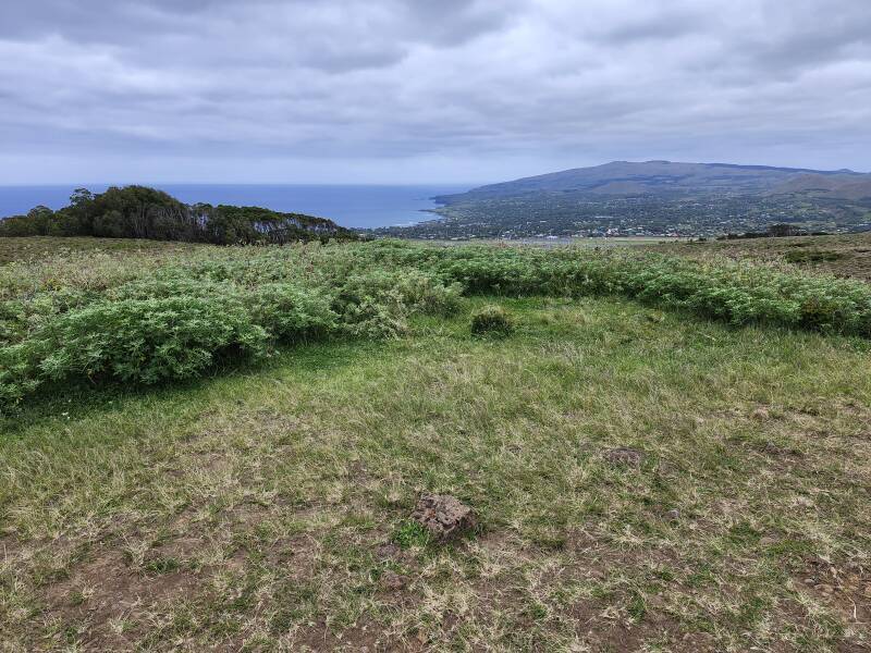 View over Haŋa Roa and the west coast.