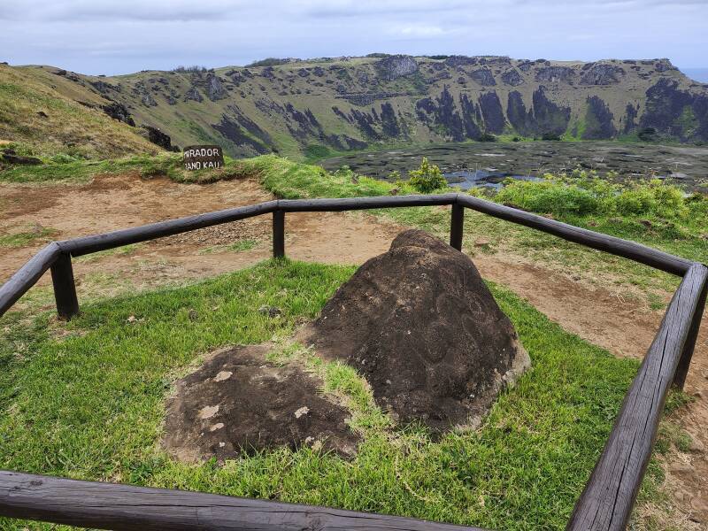 Rocks with petroglyphs at Mirador Rano Kau.