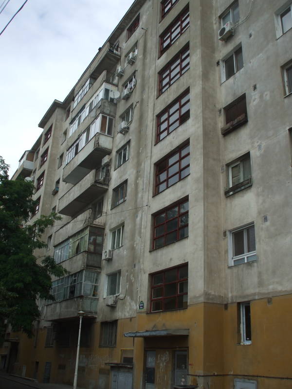 Apartment building near Bucureşti Gară de Nord train station in Bucharest, Romania.