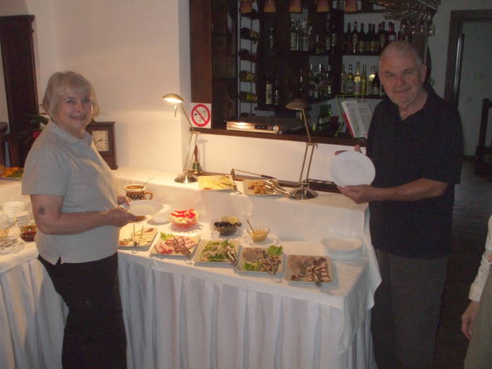 Romanian breakfast buffet in Gura Humorului.