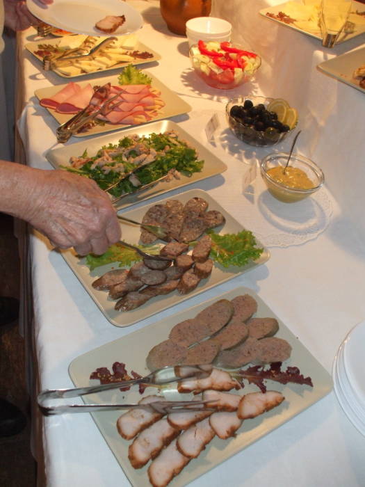 Romanian breakfast in Gura Humorului.