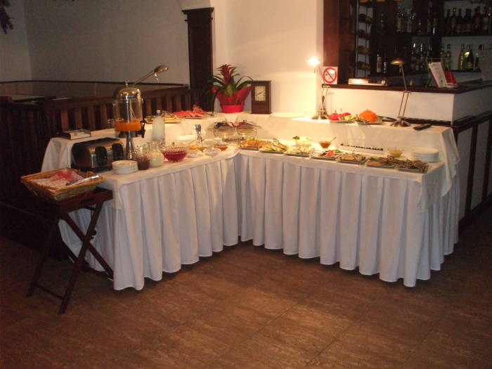 Romanian breakfast buffet in Gura Humorului.