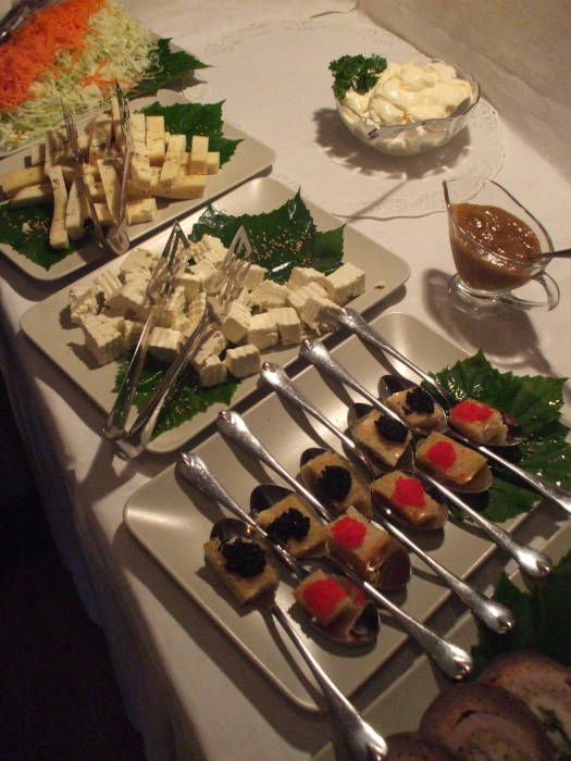 Romanian breakfast buffet in Gura Humorului.