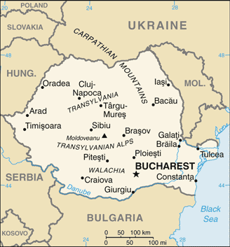 Map of Romania.