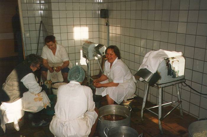 Working in a Russian hospital kitchen, peeling potatoes and grinding meat.