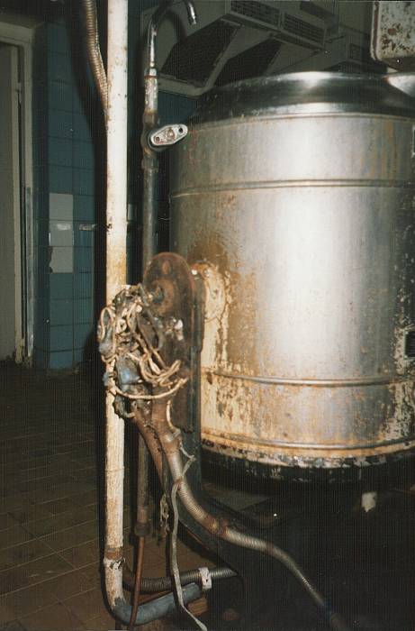 Working in a Russian hospital kitchen, corroded cookers.