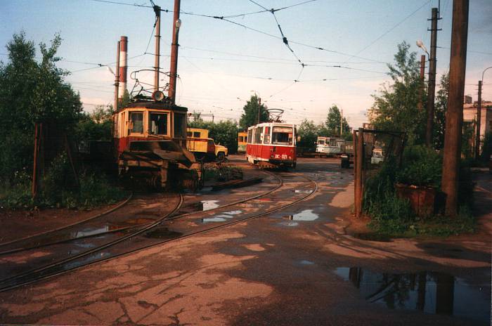 Russian streetcar repair yard.