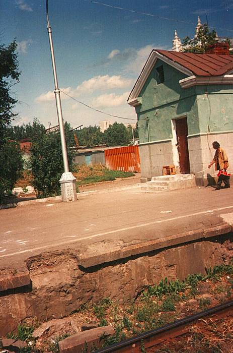 A passenger platform at the train station in Minsk, Belarussia.