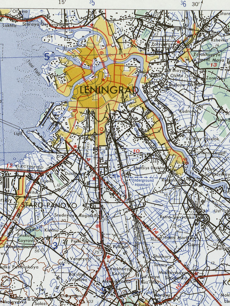 Map of Leningrad and surroundings.