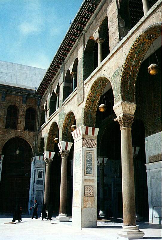 Arched portico of the Umayyad Mosque, Damascus, Syria.