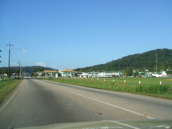 Chaguaramas Town: some military buildings, the national telephone and telegraph technical headquarters, and some resort buildings being reclaimed by the jungle.