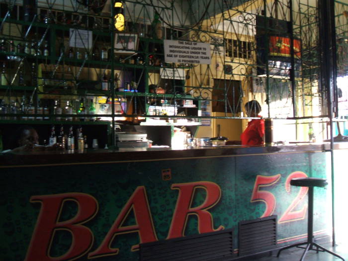 Hanging out with the locals at Bar 52 in western Port of Spain, Trinidad.  The main bar.