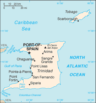 CIA map of Trinidad and Tobago.