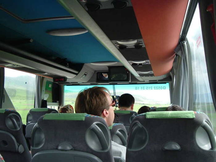 Interior of a Turkish bus.