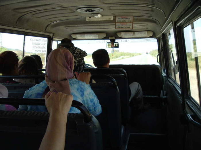 Interior of a dolmuş in Turkey.