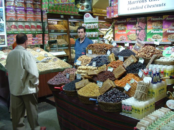 Spices for sale in the Egyptian Bazaar, also known as the Spice Bazaar, or Misr Carsisi, in Istanbul.