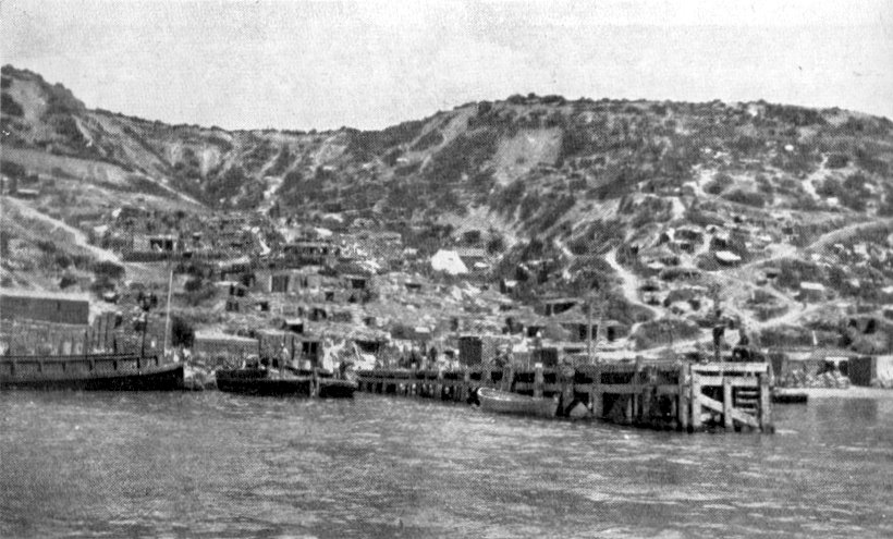 Anzac Cove and Watson's Pier, from https://commons.wikimedia.org/wiki/File:Anzac_Cove_and_Watsons_Pier_from_sea.jpg