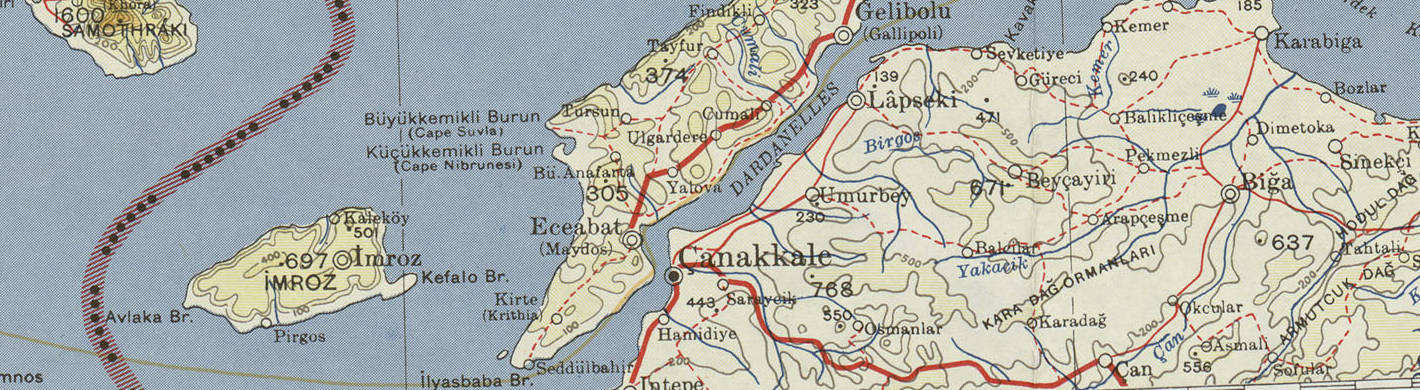 Map NK-34-35 showing Dardanelles and Gallipoli.