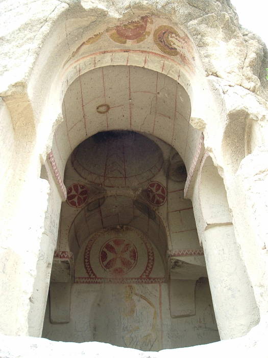 Stone carved church in Cappadocia, Turkey.