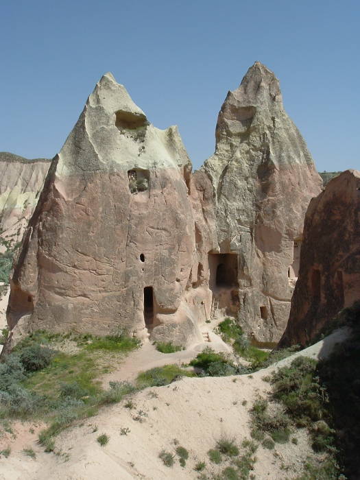 Haçlı Kilise or the Church of the Cross, north rim of Red Valley, near Rose Valley, outside Göreme, in Cappadocia, Turkey.