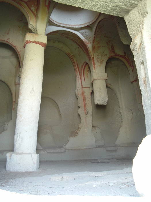 Kilise Dört Sütunlu, or The Four-Columned Church, outside Göreme, in Cappadocia, Turkey.