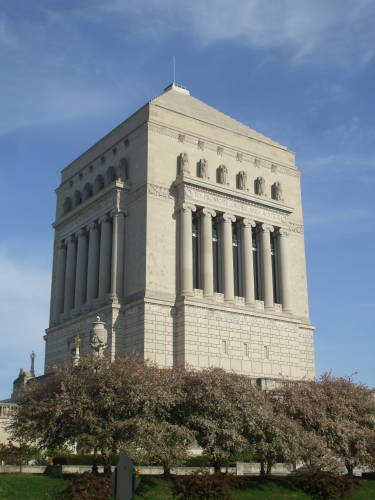 The Indianapolis World War Memorial in Indiana, USA, built in what was thought to be the design of the tomb of Mausolus.