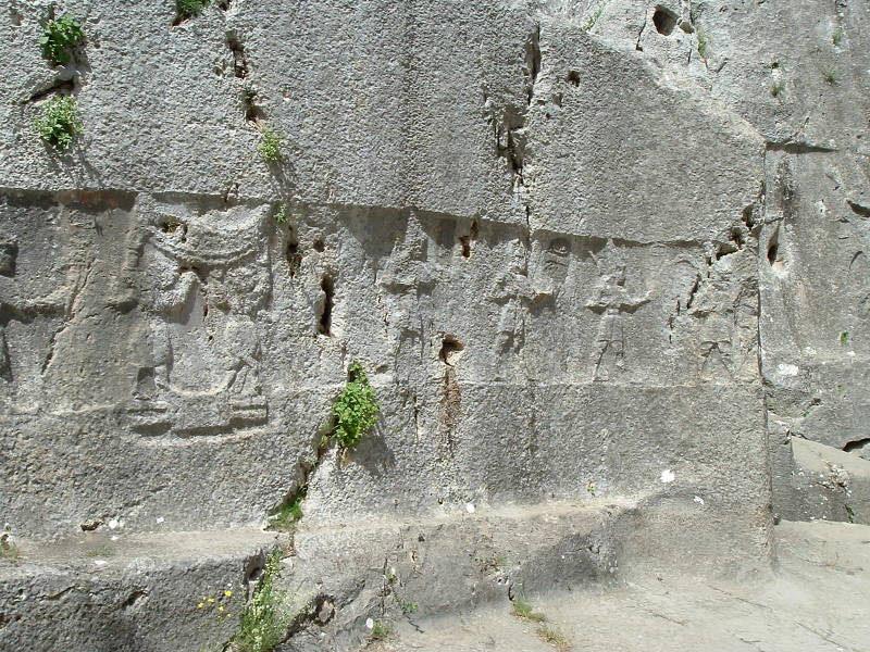 Stone hieroglyphic carvings in Chamber A at Yazılıkaya.