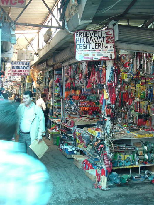 Polonya Pazari, near the Grand Bazaar in Istanbul.  Many stalls selling tools and machine parts.