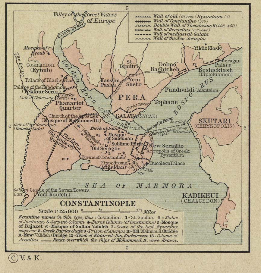 Map of Constantinople from Shepherd's atlas.