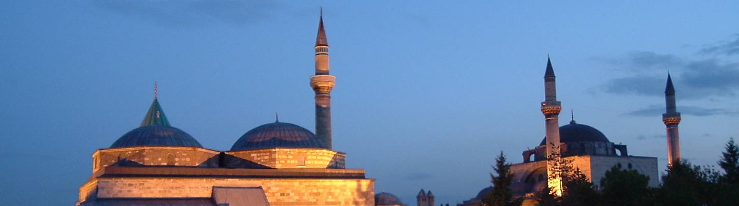 The Mevlâna Shrine in Konya at sunset.