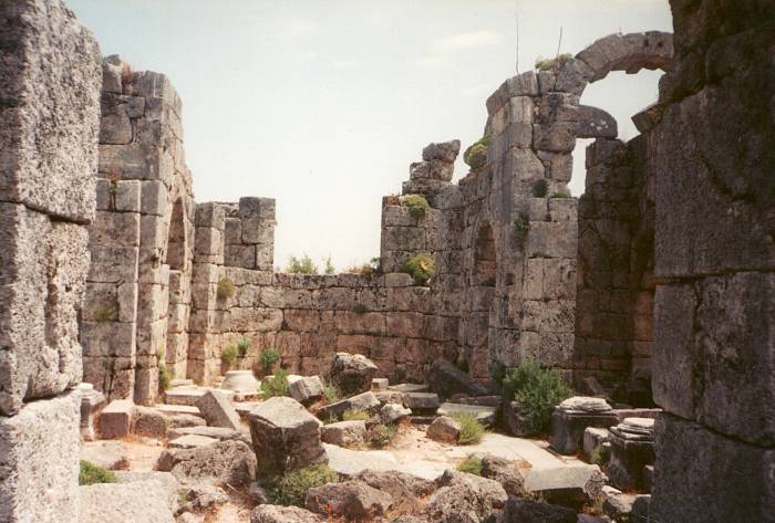 Nave of Palaestra church at ancient Kaunos near Dalyan in Turkey.
