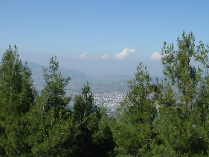 View from the summit of Aladağ, the Spotted Mountain, from above the Virgin Mary's house at Maryemana Evi.  Looking north toward Selçuk.