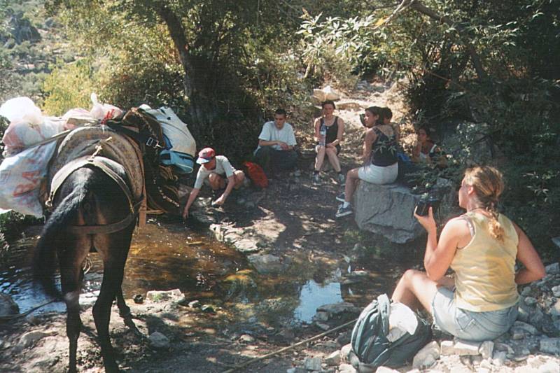 Rest and water break, on a mountain trek in Turkey.