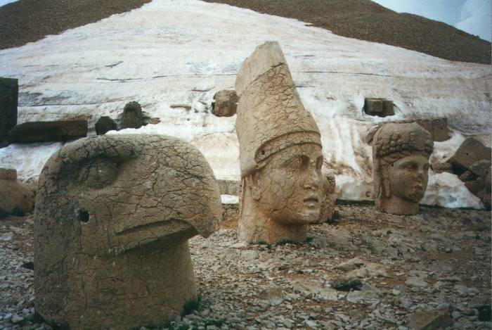 Large stone heads at the summit of Nemrut Dağı, in Eastern Turkey.