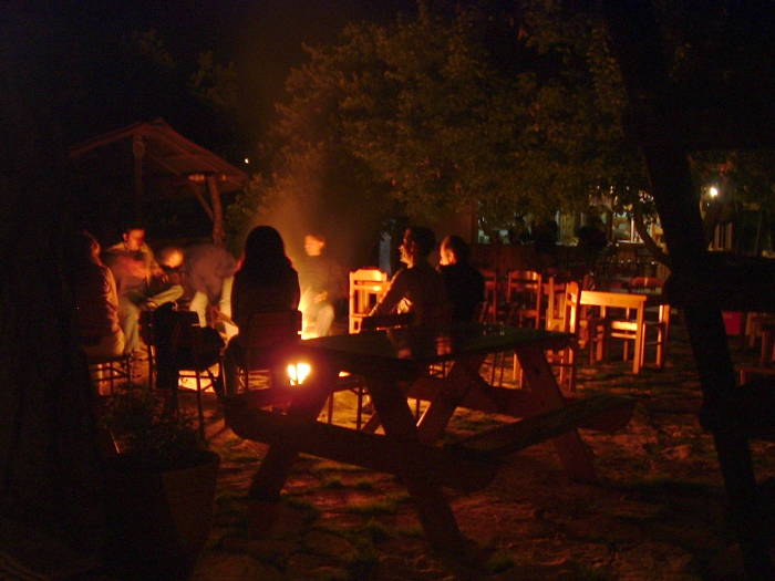 Hanging out around the fire in the evening at Olympos.
