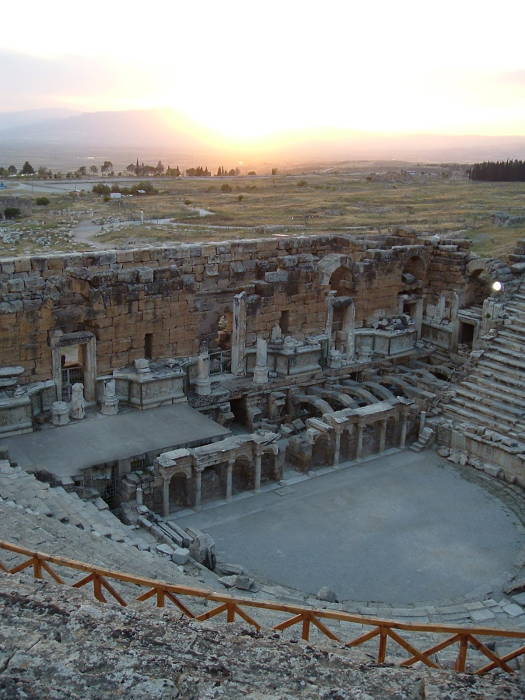 Sunset over the Roman theater at Hierapolis.
