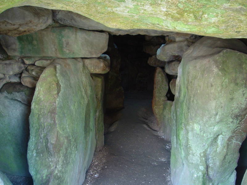 The interior of the West Kennet Long Barrow has been cleared of earth and stone.